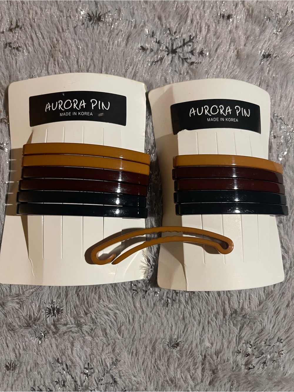 Aurora Pin Neutral Tortoiseshell Hair Clip Set - Brown & Black Set of 2